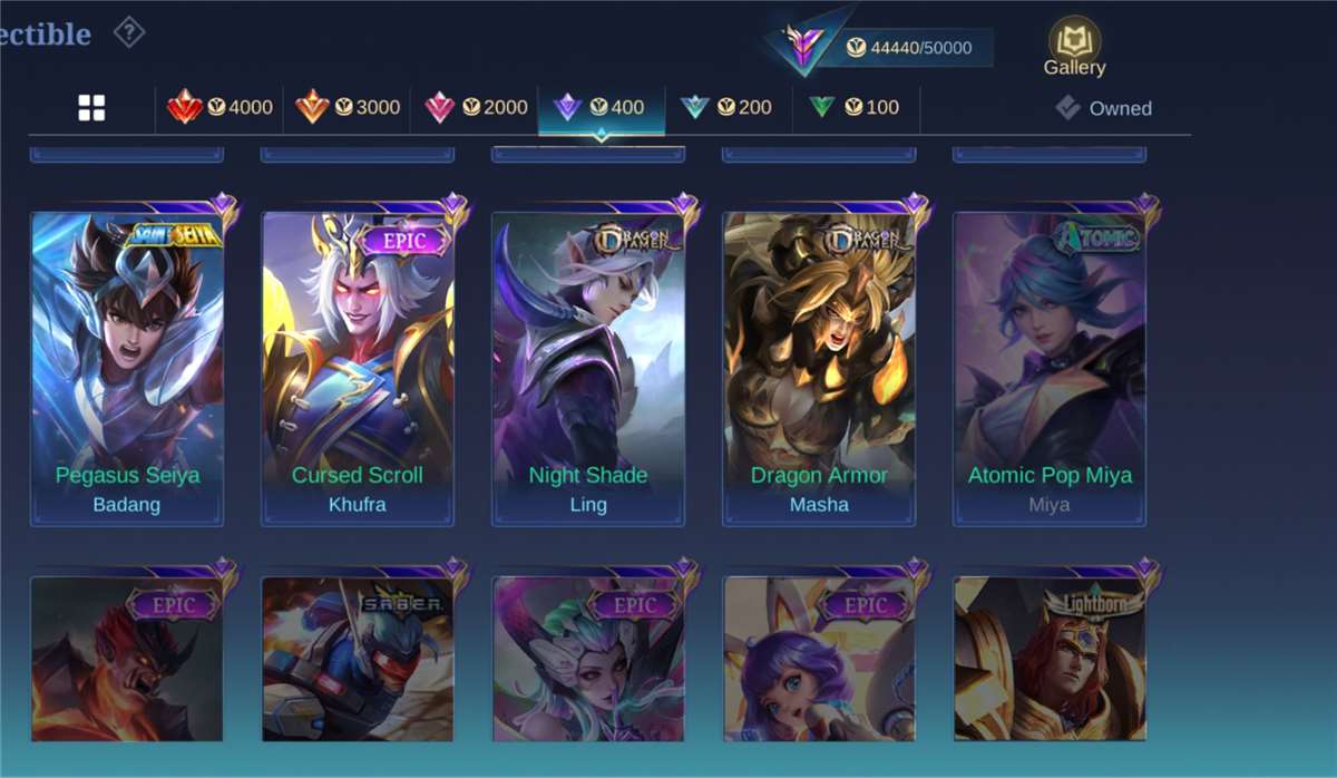 Game account sale Mobile Legends
